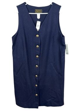 NWT Vintage 90s Positive Influence Wool Shift Dress Navy Blue Size 12 Deadstock